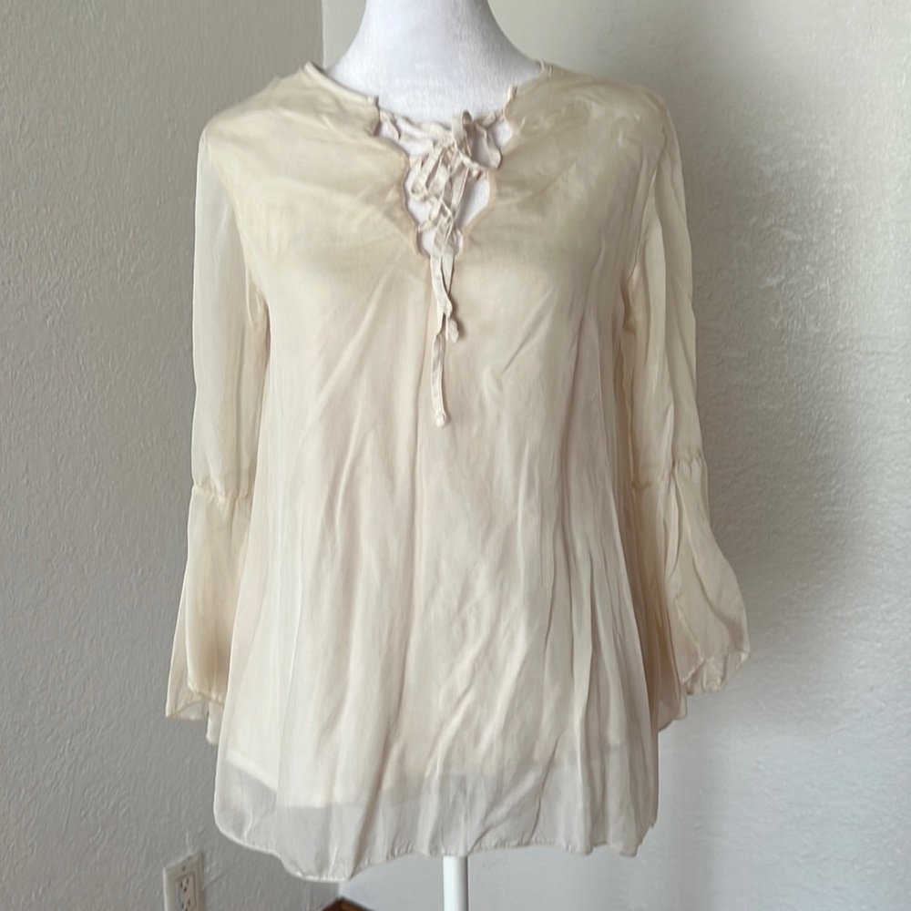 Silk Boho long bell sleeve shirt